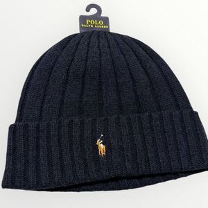 Polo Ralph Lauren Mens Signature Merino Wool Cuffed Beanie Blue One Size (a) New